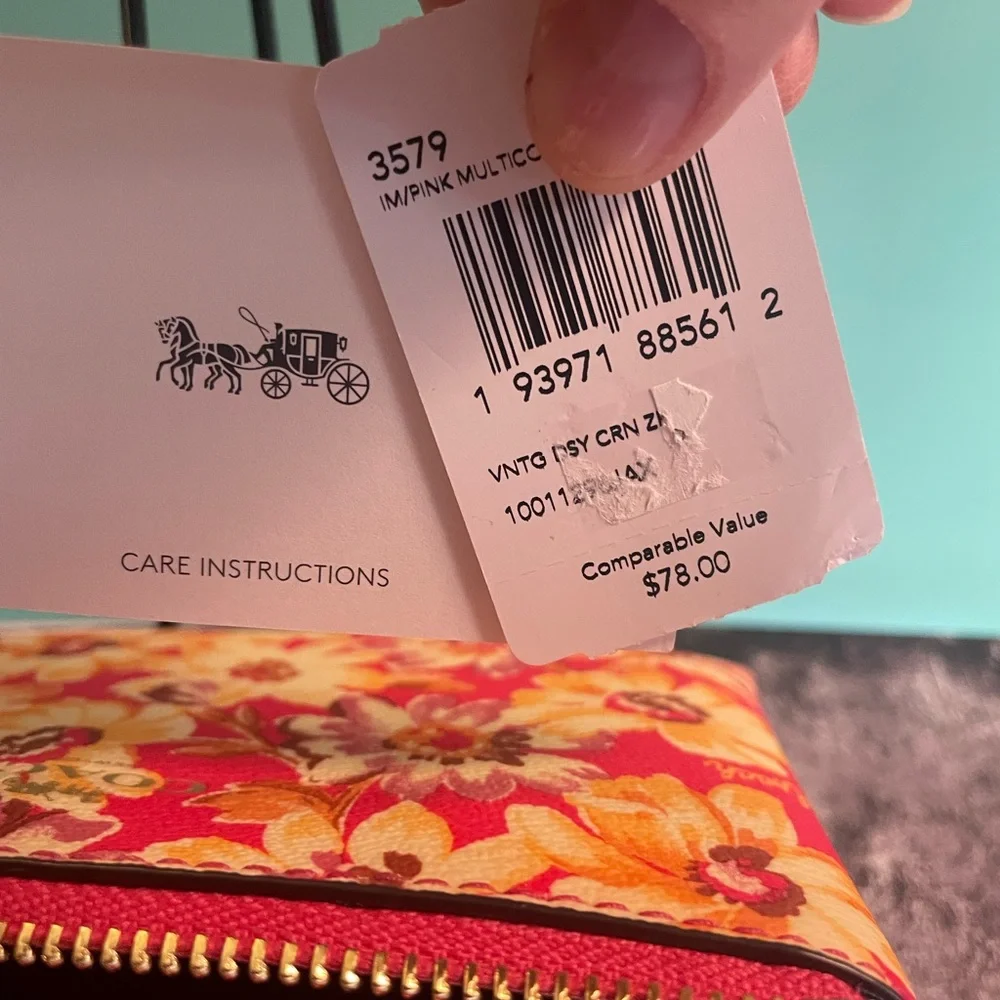 Coach Pink and Yellow Floral Wristlet